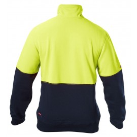 Hi-Visibility Two Tone Brushed Fleece 1/4 Zip Jumper (Yellow/Navy) with purple logo
